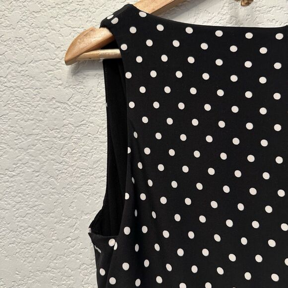 Ralph Lauren Black Y2K Retro Vibe Chic Polka Dot Stretch Knit Maxi Dress Sz 10 - Picture 4 of 16